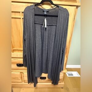 Joan Vass Graphite Open Front Cardigan